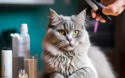 灰色宠物猫美容护理方法及用品推荐